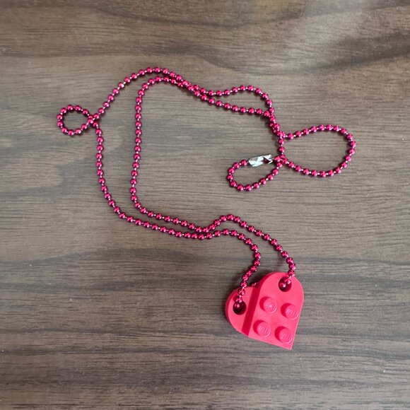 Red LEGO Heart Necklace with Matching Red Ball Chain <3 - Picture 3 of 3